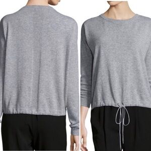 VINCE Cashmere Wool Blend Long Sleeve Crewneck Sweater Grey Drawstring Size XS